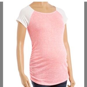 Ivory & Pink Burnout Maternity Baseball Top